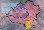 Mapa con los proyectos de fractura hidráulica en la provincia