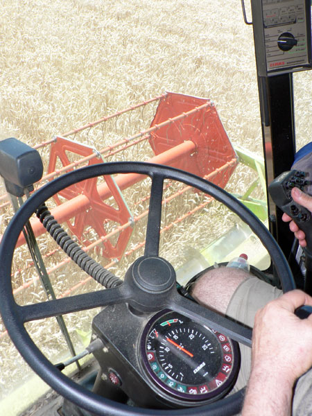 Interior de una cosechadora