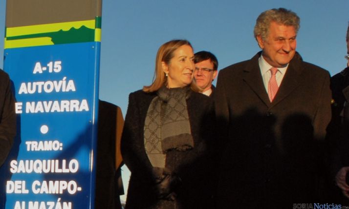 Pastor y Posada en la inaugración del tramo Almazán-Sauquillo.