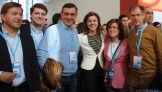 Martínez (izda.), Mañueco, Pardo, De Cospedal, Angulo y Antón, en  Valladolid.