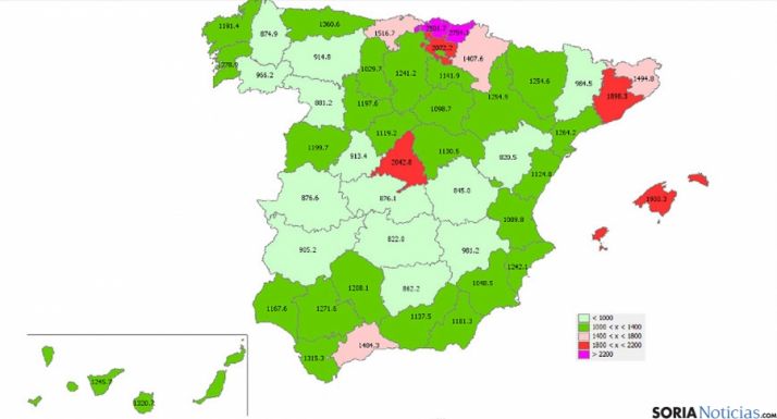 Precios medios de la vivienda en España.