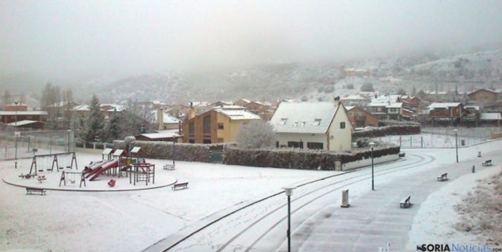 En los alrededores de Soria, la nieve cuajó mas