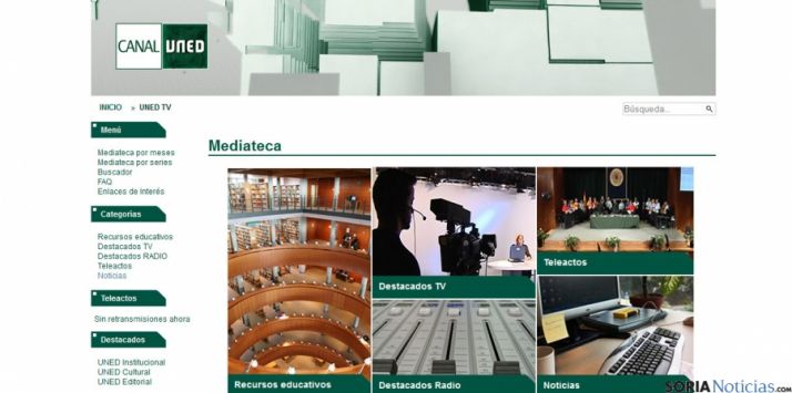 Portada con los contenidos del Canal UNED.