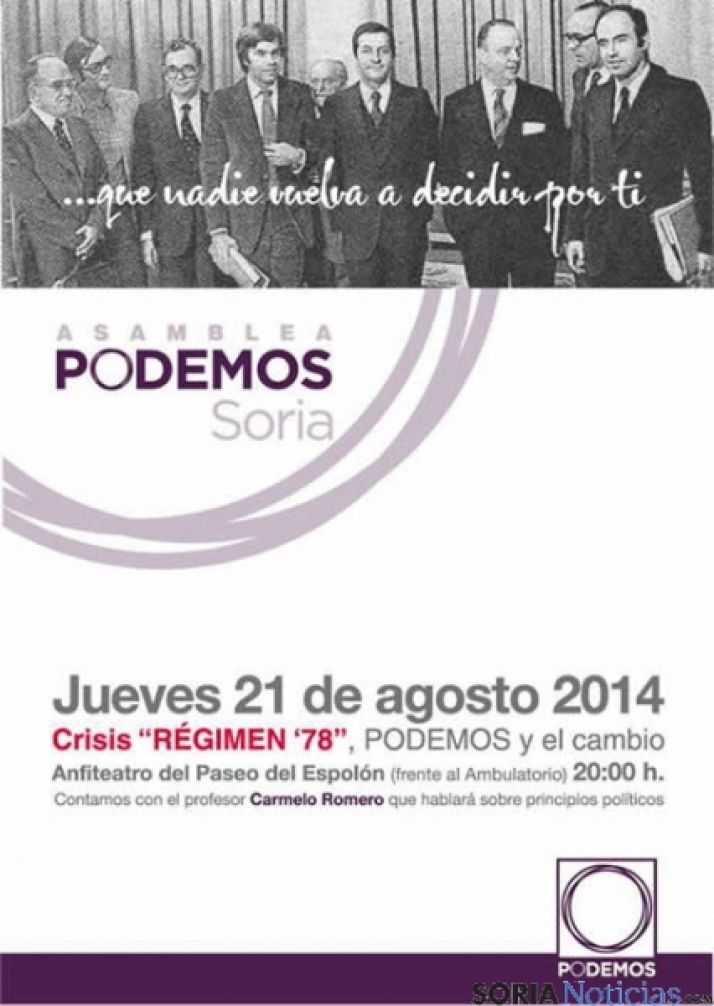 Cartel de la asamblea de Podemos Soria