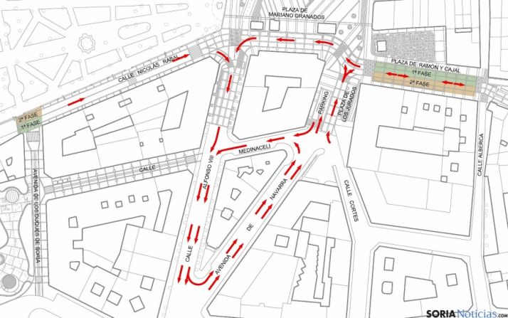 Nueva disposición del tráfico en el centro de Soria. / Ayto
