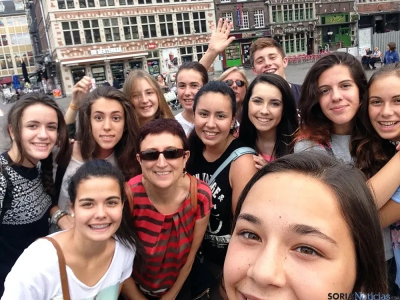 Los estudiantes sorianos, en su viaje.