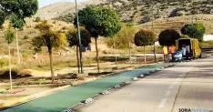 Obras en el carril bici en Los Pajaritos. / Ayto.