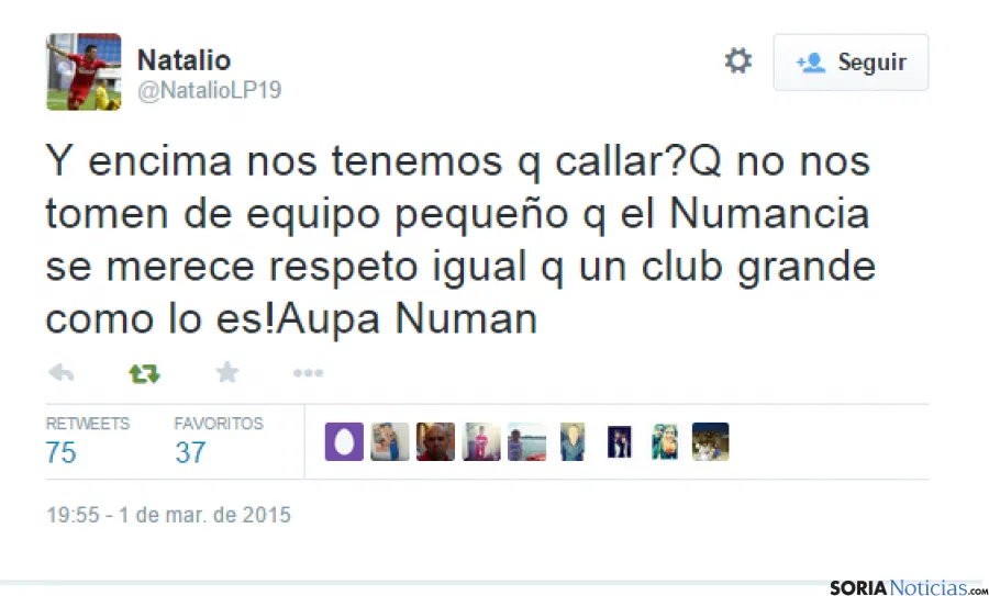 Los jugadores del Numancia en Twitter.