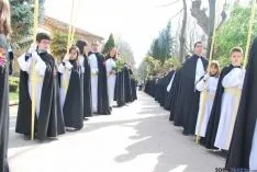 Imagen de la procesión tras bendecir las palmas. / SN