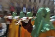 Una imagen de la multitudinaria procesión de la 'Borriquilla'. / SN