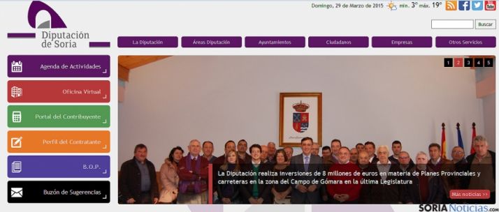 Portada de la web de la Diputación. 