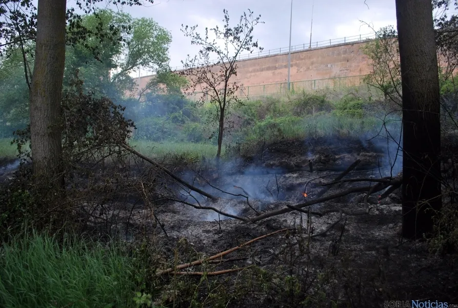 Imagen del incendio frente a la estación de RENFE. / SN