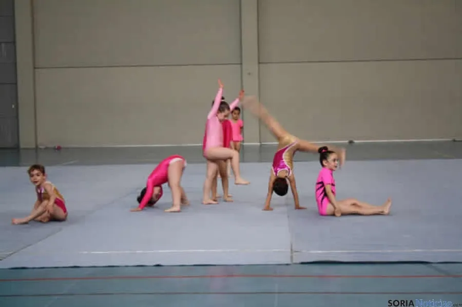 Las gimnastas en la exhibición