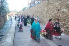 La ofrenda de flores el viernes en Ágreda. / SN