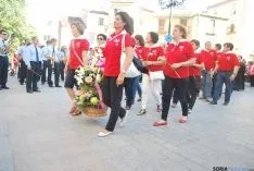 La ofrenda de flores el viernes en Ágreda. / SN