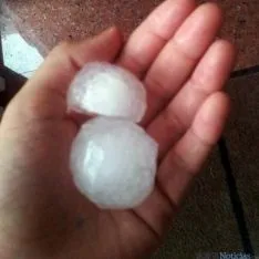 Bolas de granizo recogidas en Ólvega. / SN