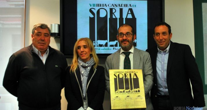 Gonzalo, (izda.), Valdenebro, Palomar y Lozano en la presentación de la feria./SN