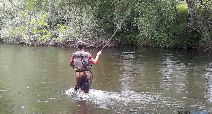 Un pescador en el campeonato en Dombellas.