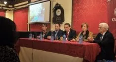 Santos (izda.), Sainz, García, Molina y Ruiz Liso este martes. / SN
