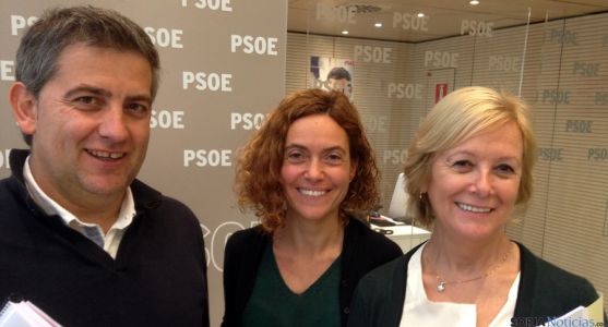 Antón (izda.), Betet e Irigoyen este martes en Madrid. / PSOE