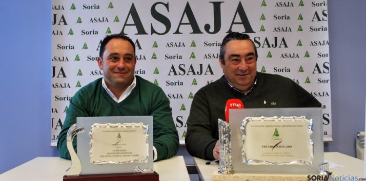 Carmelo Gómez (dcha.) y David Hernández, este miércoles en la sede de ASAJA Soria. / SN