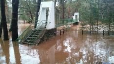 Cauce del río desbordado en Salduero y Covaleda