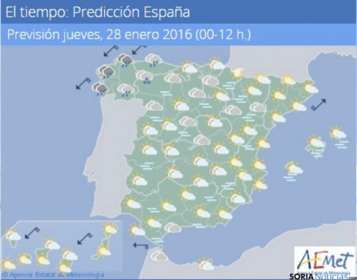 Probabilidad de lluvias débiles con temperaturas máximas entre 6 y 10 grados