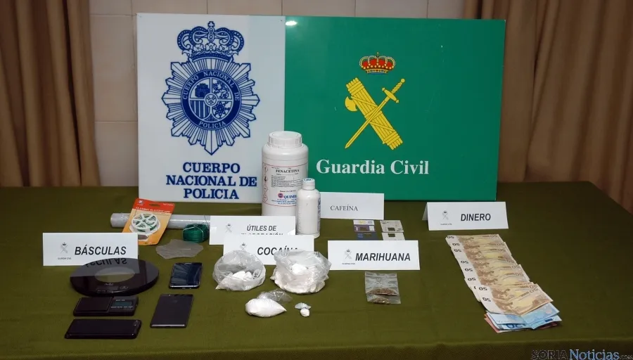 Dorga y material incautado en la operación 'Polvorín-Tronera'. / Subdeleg.
