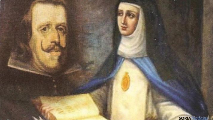Lienzo de Sor María de Jesús y el rey Felipe IV.