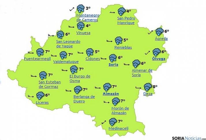 El mapa del tiempo hoy./eltiempo.es