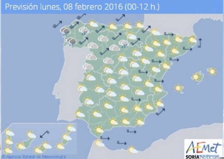Cubierto con precipitaciones débiles este lunes