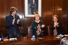 Homenaje público a Eloísa Álvarez, primera alcaldesa de Soria. /Ana Isla