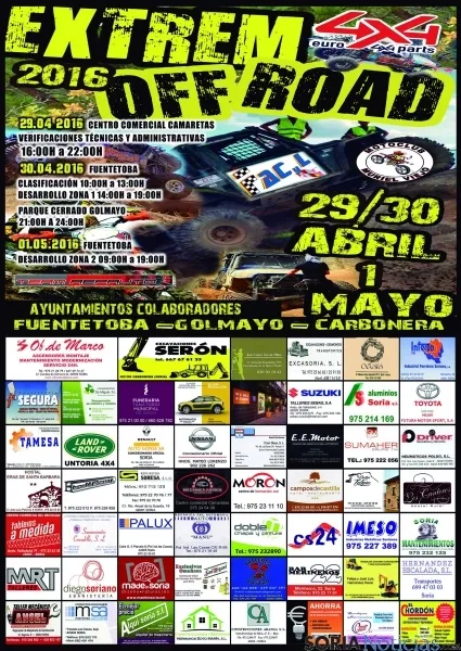 El cartel con las pruebas y los patrocinadores