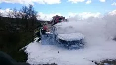 El coche, totalmente calcinado./SN