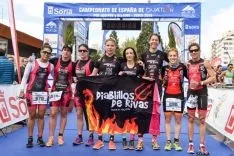Ganadoras duatlón relevos élite femenino. /Ana Isla