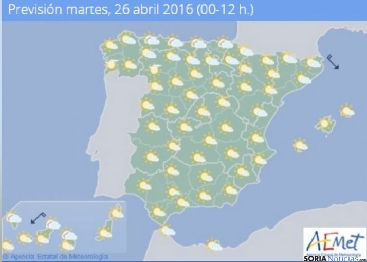 Situación anticiclónica con temperatura máxima de 17 grados