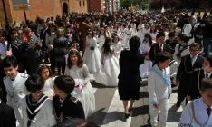 Una imagen de la procesión del Corpus este domingo en Soria. / SN