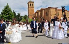 Una imagen de la procesión del Corpus este domingo en Soria. / SN