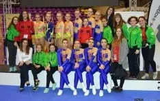 Las gimnastas sorianas en Valladolid.
