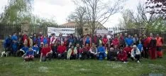 El grupo, tras su llegada a Garray. / Belén Larrubia