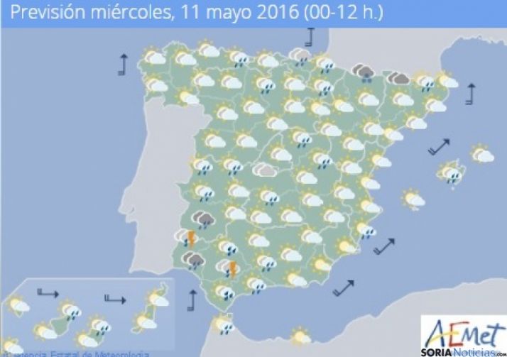 Siguen los chubascos con temperaturas máximas sin cambios
