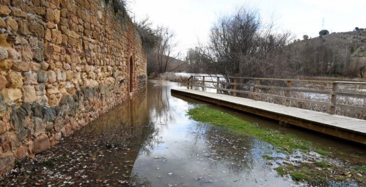 Imagen de las inundaciones del río este invierno en la capital soriana. / SN