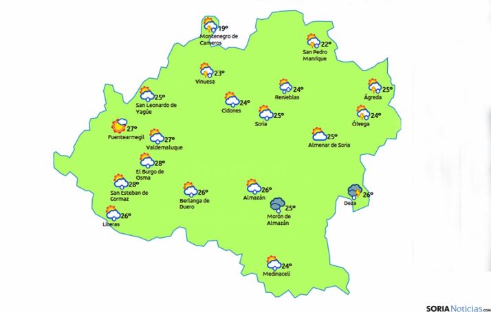 El mapa para esta tarde./eltiempo.es