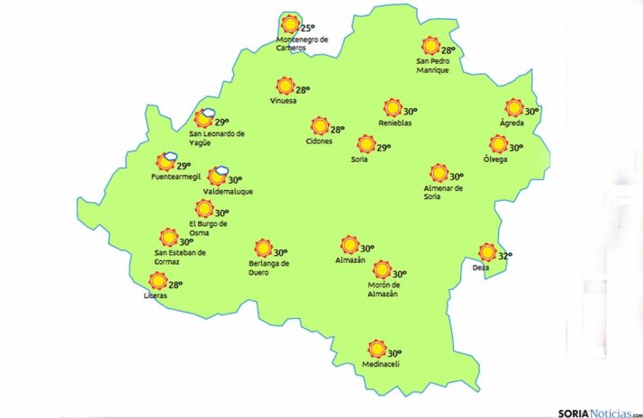 El mapa previsto para este jueves./eltiempo.es