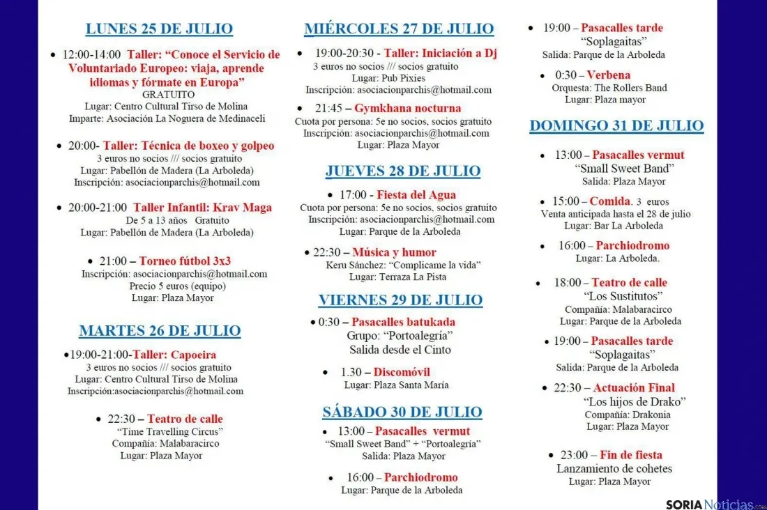 La programación de actividades.