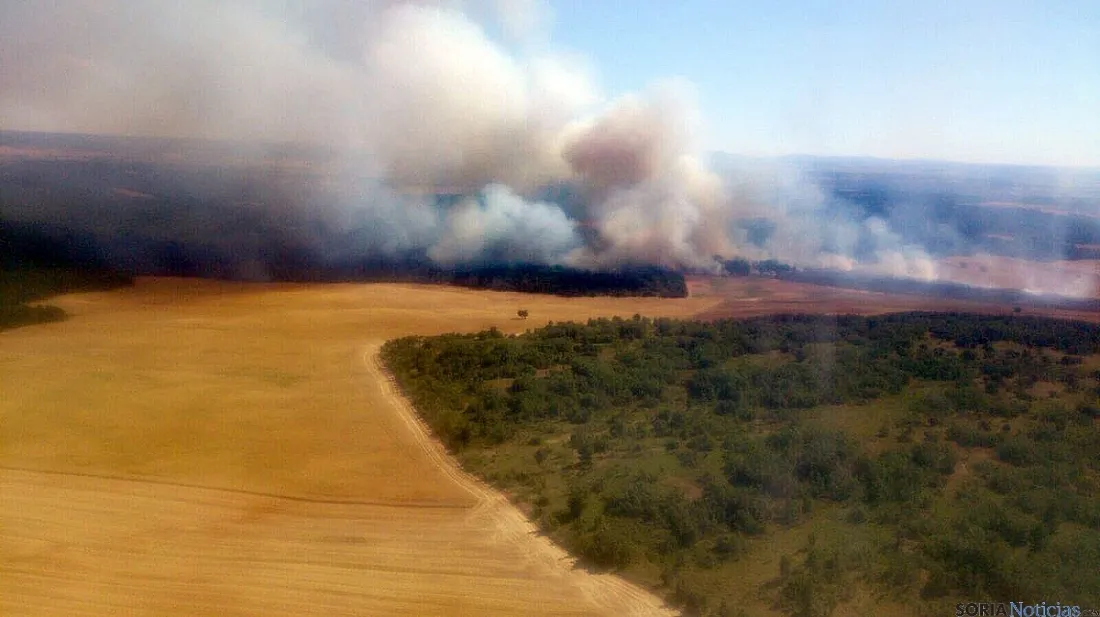 Vista aérea del incendio.