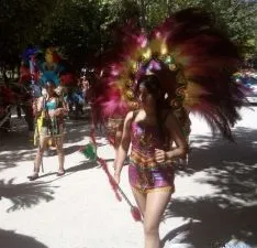 Imagen del desfile de la comunidad boliviana esta mañana. /SN