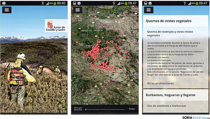 Algunas pantallas de la aplicación.