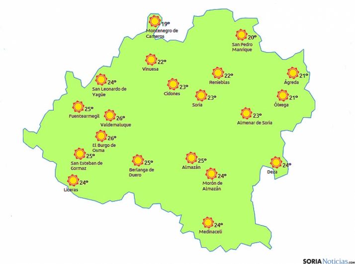 Previsión para las 15.00h según eltiempo.es.