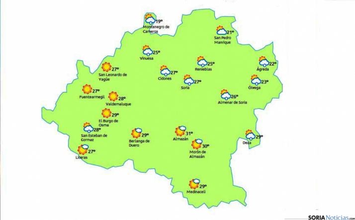 Mapa para esta tarde./eltiempo.es